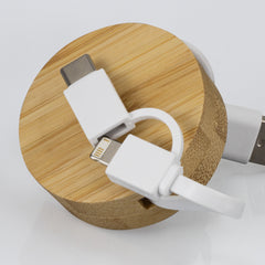 HWE178 - Bamboo Retractable Charging Cable
