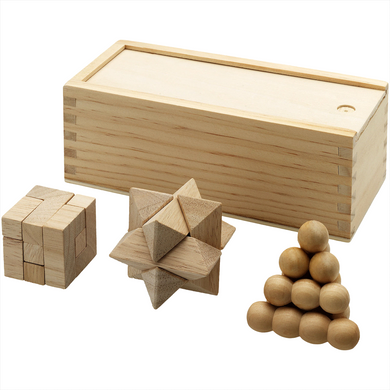  3-piece wooden brain teaser set By HappyWay Promotions 