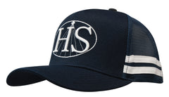 American Premium Twill/Mesh Deep Fit Trucker with Stripes by Happyway Promotions