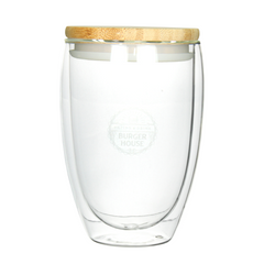 Glass Cup with Bamboo lid 355ml By HappyWay Promotions