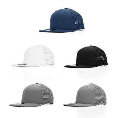 Peak 6 Panel Polyester Cap with Flat Visor, Perforated Sides by Happyway Promotions