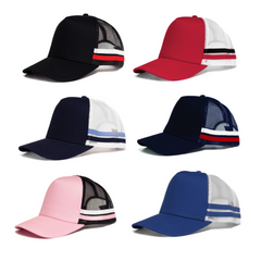 Odyssey 5 Panel PolyCotton Cap with Striped Mesh Sides by Happyway Promotions