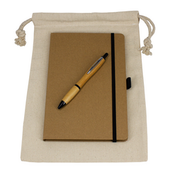 Gift Set - Drawstring Bag + JournalBook + Pen By HappyWay Promotions