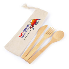 HWH234 - Miso Bamboo Cutlery Set in Calico Pouch