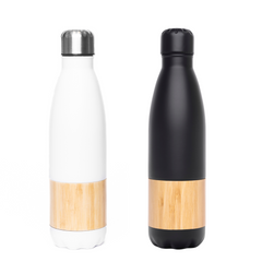Bondi Vacuum Bottle With Bamboo Accent by Happyway Promotions