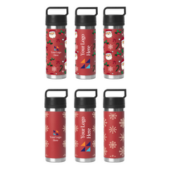 Christmas Red 532ml Bell Bottle with Solid Handle by Happyway Promotions