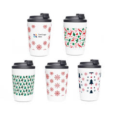 Christmas White Atlas 360ml Double Walled Coffee Cup by Happyway Promotions