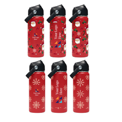 Christmas Red 500ml Bell Bottle with Carry Handle by Happyway Promotions