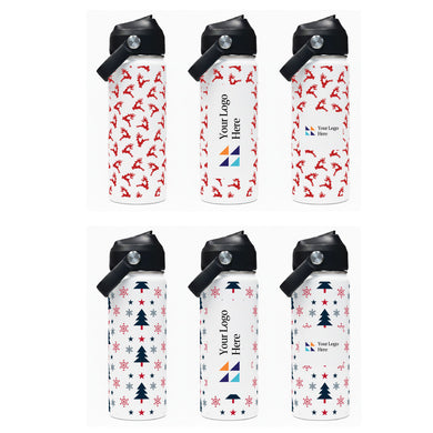 Christmas White 500ml Bell Bottle with Carry Handle by Happyway Promotions