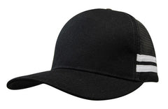 American Premium Twill/Mesh Deep Fit Trucker with Stripes by Happyway Promotions