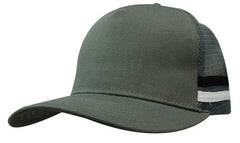 American Premium Twill/Mesh Deep Fit Trucker with Stripes by Happyway Promotions