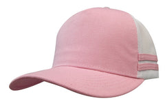 American Premium Twill/Mesh Deep Fit Trucker with Stripes by Happyway Promotions