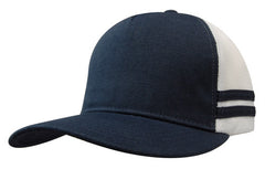 American Premium Twill/Mesh Deep Fit Trucker with Stripes by Happyway Promotions