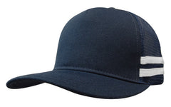American Premium Twill/Mesh Deep Fit Trucker with Stripes by Happyway Promotions