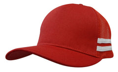 American Premium Twill/Mesh Deep Fit Trucker with Stripes by Happyway Promotions