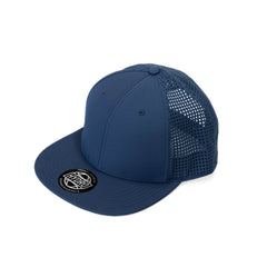 Peak 6 Panel Polyester Cap with Flat Visor, Perforated Sides by Happyway Promotions