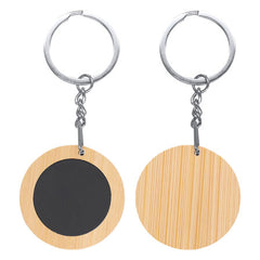 Mirage Round Bamboo Keyring by Happyway Promotions