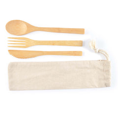 HWH234 - Miso Bamboo Cutlery Set in Calico Pouch