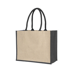 Laminated Jute Supermarket Bag With Coloured Handles And Gussets by Happyway Promotions