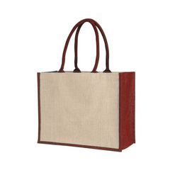 Laminated Jute Supermarket Bag With Coloured Handles And Gussets by Happyway Promotions
