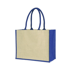 Laminated Jute Supermarket Bag With Coloured Handles And Gussets by Happyway Promotions