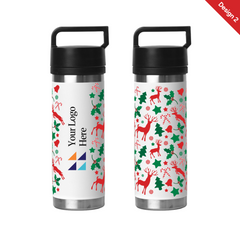 Christmas White 532ml Bell Bottle with Solid Handle by Happyway Promotions