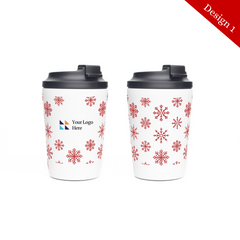 Christmas White Atlas 360ml Double Walled Coffee Cup by Happyway Promotions
