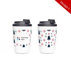 Christmas White Atlas 360ml Double Walled Coffee Cup by Happyway Promotions