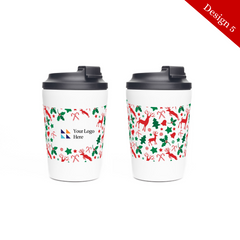 Christmas White Atlas 360ml Double Walled Coffee Cup by Happyway Promotions