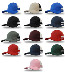 American Premium Twill/Mesh Deep Fit Trucker with Stripes by Happyway Promotions