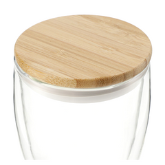 Glass Cup with Bamboo lid 355ml By HappyWay Promotions