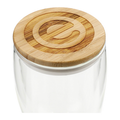 Glass Cup with Bamboo lid 355ml By HappyWay Promotions