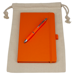 Gift Set - Drawstring Bag + JournalBook + Pen By HappyWay Promotions