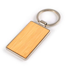 HK77- Rectangle Bamboo Zinc Keytag