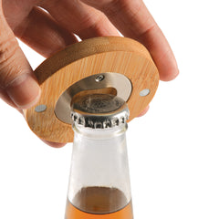 HBO016 - Discus Bamboo Bottle Opener Coaster