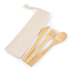 HWH234 - Miso Bamboo Cutlery Set in Calico Pouch