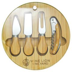 Bamboo Glass Cheese Set By Happyway Promotions