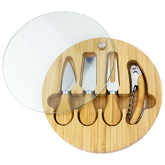 Bamboo Glass Cheese Set By Happyway Promotions