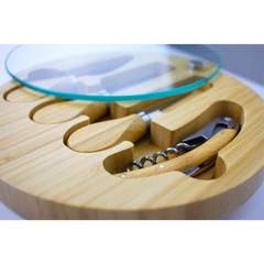 Bamboo Glass Cheese Set By Happyway Promotions