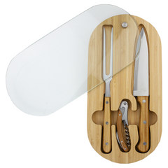 Oval Bamboo Glass Knife Set By Happyway Promotions