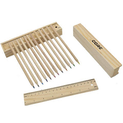 12 Piece Colour Pencil, Sharpener And Ruler Set