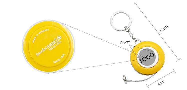 Promotional MINI ROUND KEYCHAIN WITH TAPE MEASURE