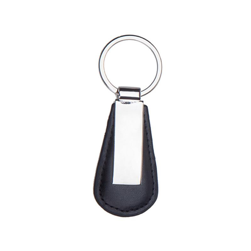 LEATHER TEARDROP KEYCHAIN WITH METAL OVERLAY