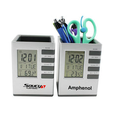 HWOS175 - Promotional Temp Digital Clock Pen Holders