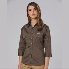 HWA96 - Women's 3/4 Sleeve Military Shirt