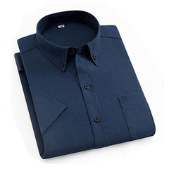 HWA11 - COLLARED BUTTON-UP SHORT-SLEEVED SHIRT WITH FRONT POCKET