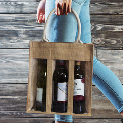 HWB175 - Serena Jute Triple Wine Carrier