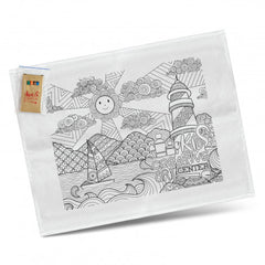 HWH18 - Cotton Colouring Tea Towel & Crayon Set