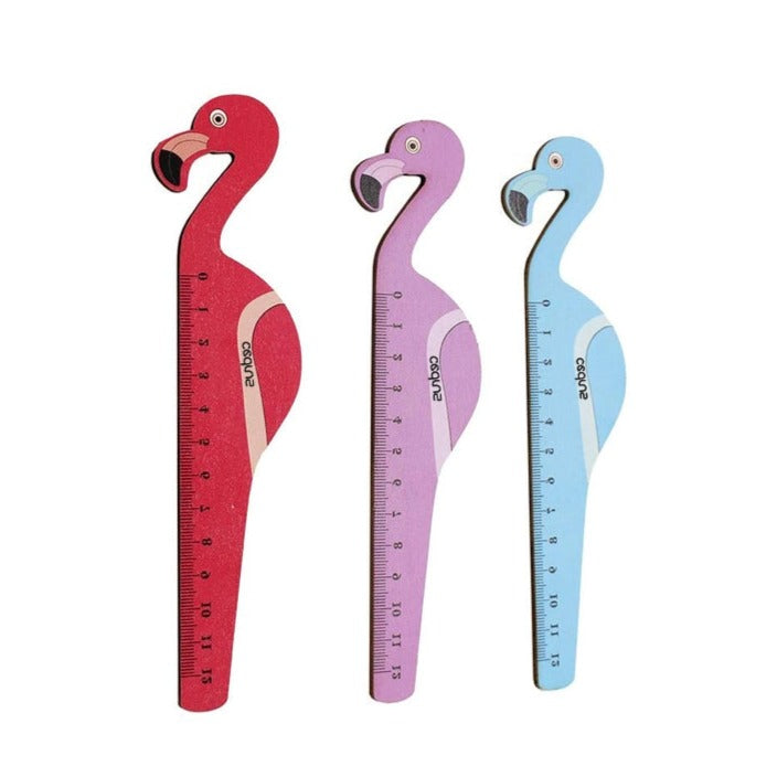 Flamingo Ruler Flamingo-Shaped 12cm Wooden Ruler