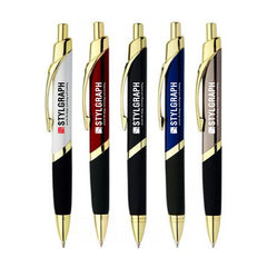 Slalom Pen by Happyway Promotions Australia: Triangle shaped full metal pen in 6 colours with GOLD chrome fittings
